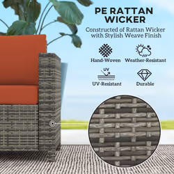 Outsunny Rattan Wicker 2-seat Sofa Loveseat Padded Garden Furniture Grey