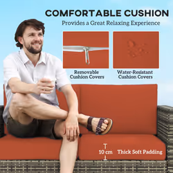 Outsunny Rattan Wicker 2-seat Sofa Loveseat Padded Garden Furniture Grey - Additional view 4