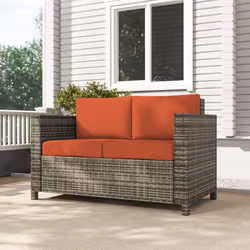 Outsunny Rattan Wicker 2-seat Sofa Loveseat Padded Garden Furniture Grey - Additional view 6