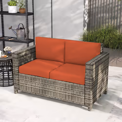 Outsunny Rattan Wicker 2-seat Sofa Loveseat Padded Garden Furniture Grey - Additional view 7