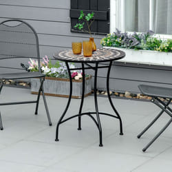 Outsunny 60cm Mosaic Round Bistro Table Outdoor Garden Side Table, Black
