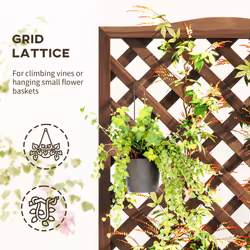 Outsunny Garden Wooden Planter Box with Trellis Flower Raised Bed Dark Brown - Additional view 4