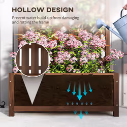 Outsunny Garden Wooden Planter Box with Trellis Flower Raised Bed Dark Brown - Additional view 5