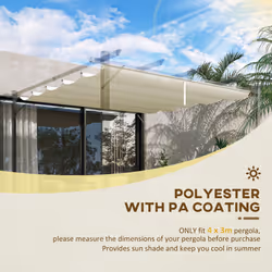 Outsunny Pergola Shade Cover Replacement Canopy for 3 x 3(m) Pergola, Cream