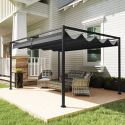 Outsunny 4x3(m) Metal Pergola Gazebo Patio Sunshelter Retractable Canopy Black