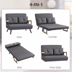 HOMCOM Click Clack 2 Seater Sofa Bed for Living Room, Guest Room, Dark Grey