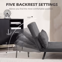 HOMCOM Click Clack 2 Seater Sofa Bed for Living Room, Guest Room, Dark Grey - Additional view 4
