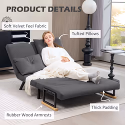 HOMCOM Click Clack 2 Seater Sofa Bed for Living Room, Guest Room, Dark Grey - Additional view 5