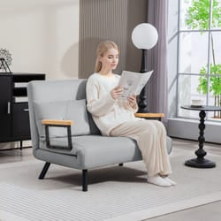 HOMCOM Click Clack 2 Seater Sofa Bed for Living Room, Guest Room, Light Grey