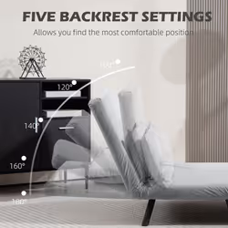 HOMCOM Click Clack 2 Seater Sofa Bed for Living Room, Guest Room, Light Grey - Additional view 4