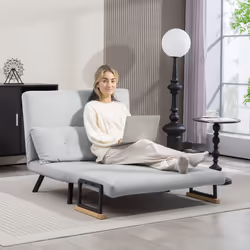 HOMCOM Click Clack 2 Seater Sofa Bed for Living Room, Guest Room, Light Grey - Additional view 6