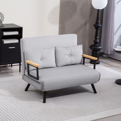 HOMCOM Click Clack 2 Seater Sofa Bed for Living Room, Guest Room, Light Grey - Additional view 7
