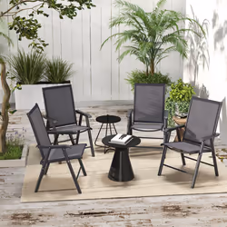 Outsunny 4-PCS Garden Armchairs Outdoor Patio Folding Furniture Grey