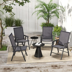 Outsunny 4-PCS Garden Armchairs Outdoor Patio Folding Furniture Grey