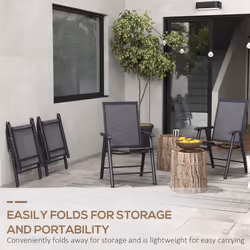 Outsunny 4-PCS Garden Armchairs Outdoor Patio Folding Furniture Grey