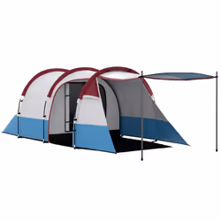Outsunny 2-3 Man Camping Tunnel Tent with Bedroom and Living Room, Red - Additional view 8