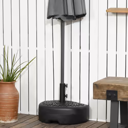 Outsunny Half Round Patio Umbrella Base for 3.8 cm or 4.8 cm Pole, Black