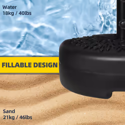Outsunny Half Round Patio Umbrella Base for 3.8 cm or 4.8 cm Pole, Black