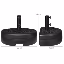 Outsunny Half Round Patio Umbrella Base for 3.8 cm or 4.8 cm Pole, Black - Additional view 7