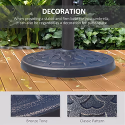 Outsunny 12kg Garden Parasol Base, Round Resin Sun Umbrella Base, Bronze