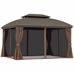 Outsunny 3.65 x 3(m) Aluminium Outdoor Gazebo w/ Hardtop Double Roof, Coffee - Additional view 8