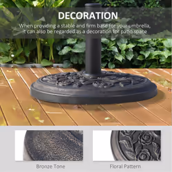 Outsunny 9kg Garden Parasol Base, Round Resin Sun Umbrella Base, Bronze