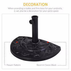 Outsunny 9kg Half Round Parasol Umbrella Base Resin Outdoor Garden Furniture