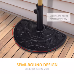 Outsunny 9kg Half Round Parasol Umbrella Base Resin Outdoor Garden Furniture