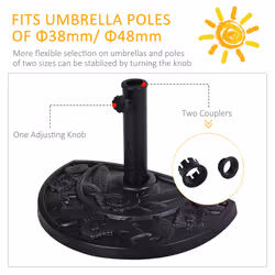 Outsunny 9kg Half Round Parasol Umbrella Base Resin Outdoor Garden Furniture - Additional view 4