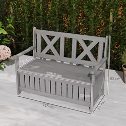 Outsunny Wood Storage Garden Bench for Patio Outdoor Seating, Charcoal Grey