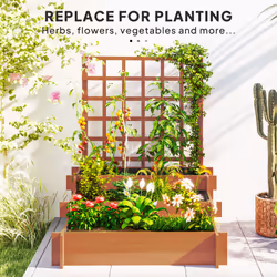 Outsunny 3 Tier Wooden Garden Planters with Trellis for Vine Climbing Plants - Additional view 5