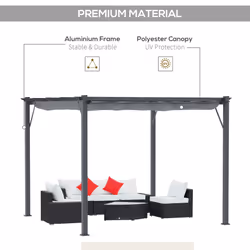 Outsunny 3x3(m) Pergola Gazebo Sun Shade Shelter Aluminium Garden Canopy, Grey