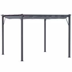 Outsunny 3x3(m) Pergola Gazebo Sun Shade Shelter Aluminium Garden Canopy, Grey - Additional view 8
