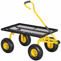 Garden Trolley Cart with Pneumatic Wheels and Rotating Handle, Yellow - Additional view 8