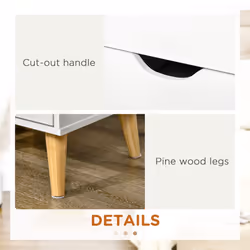 HOMCOM Bedside Table with Drawer, Side Table with Pine Wood Legs, White - Additional view 5