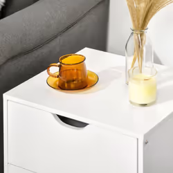 HOMCOM Bedside Table with Drawer, Side Table with Pine Wood Legs, White - Additional view 8