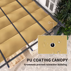 Outsunny 3 x 3(m) Aluminium Pergola with Retractable Roof, Garden Gazebo Khaki