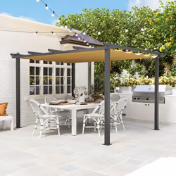 Outsunny 3 x 4m Aluminium Pergola with Retractable Roof, Garden Gazebo Khaki - Additional view 7