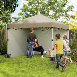Outsunny 3x3 (M) Pop Up Gazebo Party Tent w/ 2 Sidewalls, Weight Bags Khaki