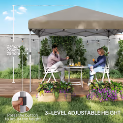 Outsunny 3x3 (M) Pop Up Gazebo Party Tent w/ 2 Sidewalls, Weight Bags Khaki - Additional view 4