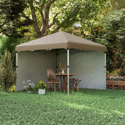 Outsunny 3x3 (M) Pop Up Gazebo Party Tent w/ 2 Sidewalls, Weight Bags Khaki - Additional view 7