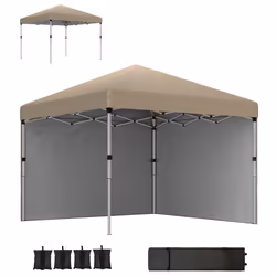 Outsunny 3x3 (M) Pop Up Gazebo Party Tent w/ 2 Sidewalls, Weight Bags Khaki - Additional view 8