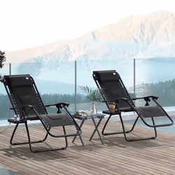 Outsunny 2 Pcs Zero Gravity Lounger Folding Recliner Chair w/ Cup Holder