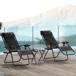 Outsunny 2 Pcs Zero Gravity Lounger Folding Recliner Chair w/ Cup Holder