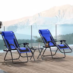 Outsunny 2 Pcs Zero Gravity Lounger Folding Recliner Chair w/ Cup Holder