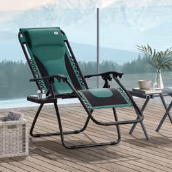 Outsunny Zero Gravity Lounger Folding Recliner Chair w/ Cup Holder Green