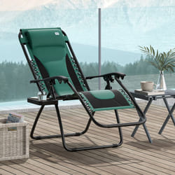 Outsunny Zero Gravity Lounger Folding Recliner Chair w/ Cup Holder Green