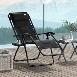 Outsunny Zero Gravity Lounger Folding Recliner Chair w/ Cup Holder Black