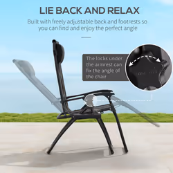 Outsunny Zero Gravity Lounger Folding Recliner Chair w/ Cup Holder Black