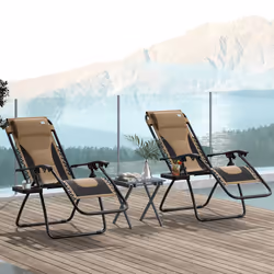 Outsunny 2 Pcs Zero Gravity Lounger Folding Recliner Chair w/ Cup Holder